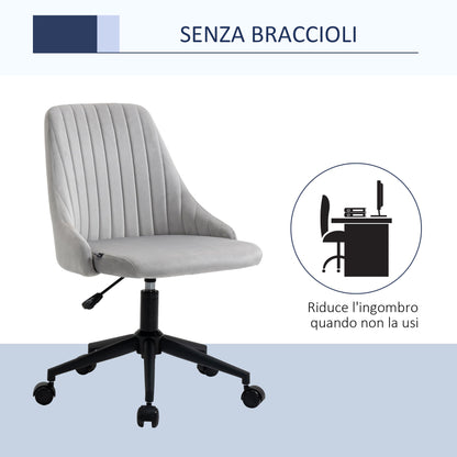 Vicetto swivel ergonomic office chair with adjustable velvet - Grey height - Borgè