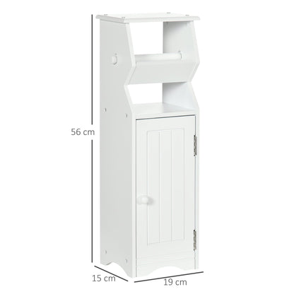 Kleankin Bathroom cabinet in white mdf with locker and space for toilet paper, 19x15x56 cm - Borgè