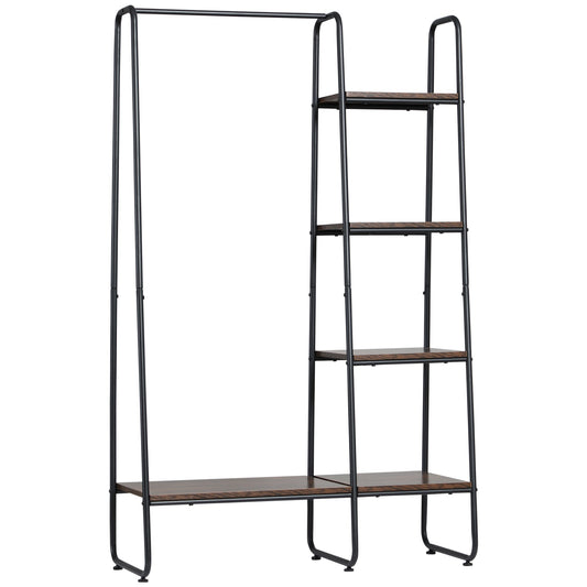 Imbrande from the industrial style earth with bar and 5 wooden shelves and steel 101x39x160cm - Borgè