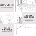 2-Seater Outdoor Bench, Romantic Style Iron Garden Bench 113.5 x 50 x 96cm White - Borge' Group Limited