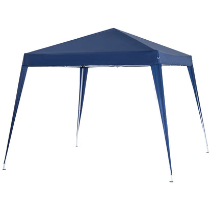 Foldable pop up Garden Gazebo 2.4x2.4m with Steel Structure and Windproof Ropes, Blue - Borgè