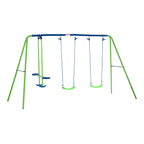 Outsunny Garden Set Set for 4 children, 1 double swing and 2 single swing, weight capacity 45kg (swing) 180kg (total), 280x140x178cm - Borgè