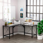 Desk spacious corner of wood and metal, black - Borgè