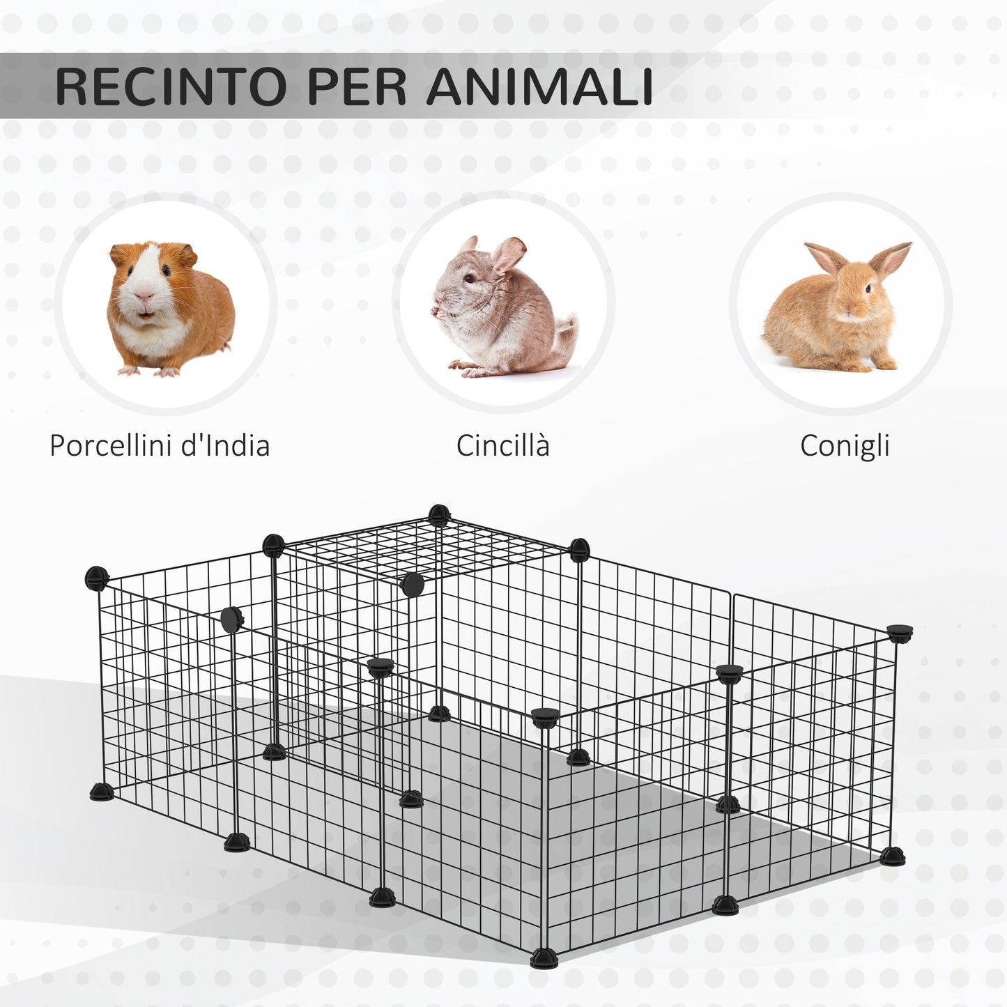 PAWHUT Fence for rabbits and piglets of India modular with editing accessories, 105x70x35cm - Black - Borgè