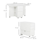 Homcom Ribal kitchen table with 2 drawers and cabinet with ante, in chipboard, 120x80x75 cm, white - Borgè