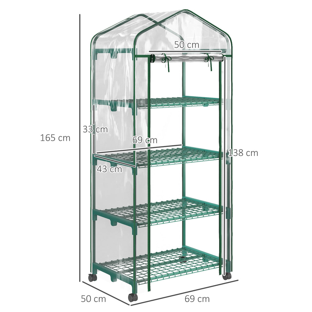 Vertical Plant Greenhouse with 4-Tier Shelf in Steel and White PVC, 69x50x165cm - Borge' Group Limited