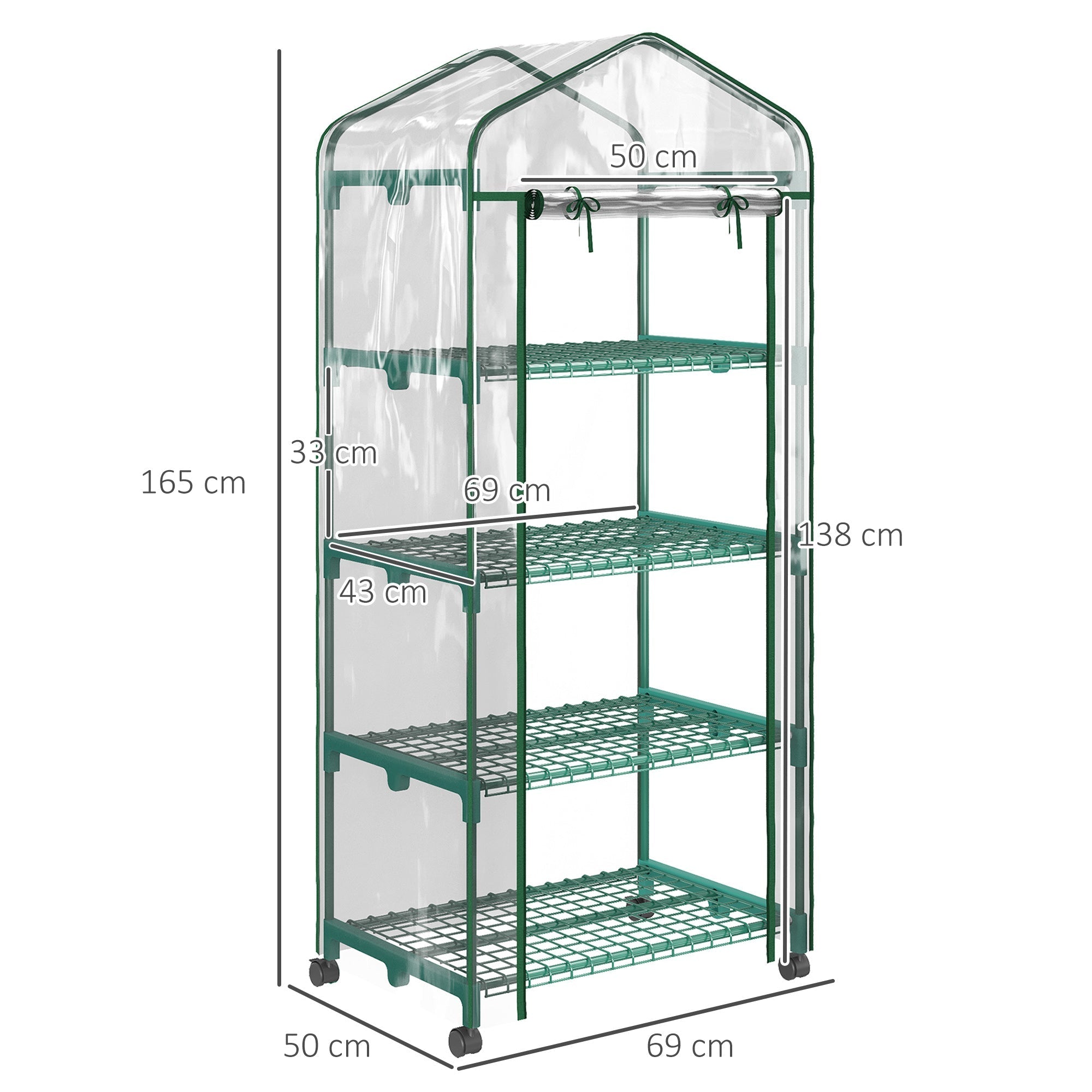 Vertical Plant Greenhouse with 4-Tier Shelf in Steel and White PVC, 69x50x165cm - Borge' Group Limited