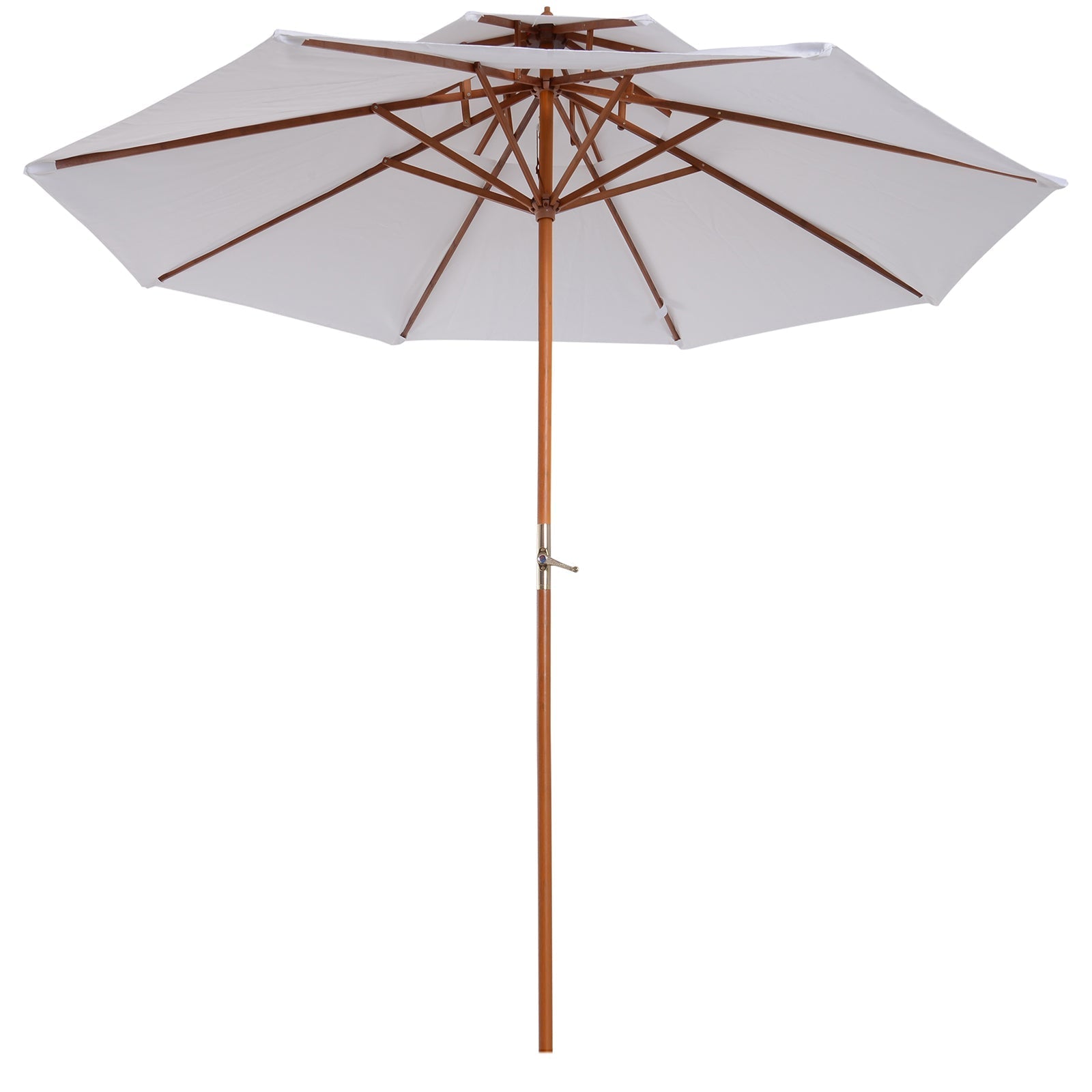 Outsunny garden umbrella wooden terrace with double waterproof roof, cream, φ2.7 × 2.6m - Borgè