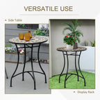 Round Metal and Mosaic Garden Table for Outdoor and Indoor Use, 60x71cm, Black - Borge' Group Limited