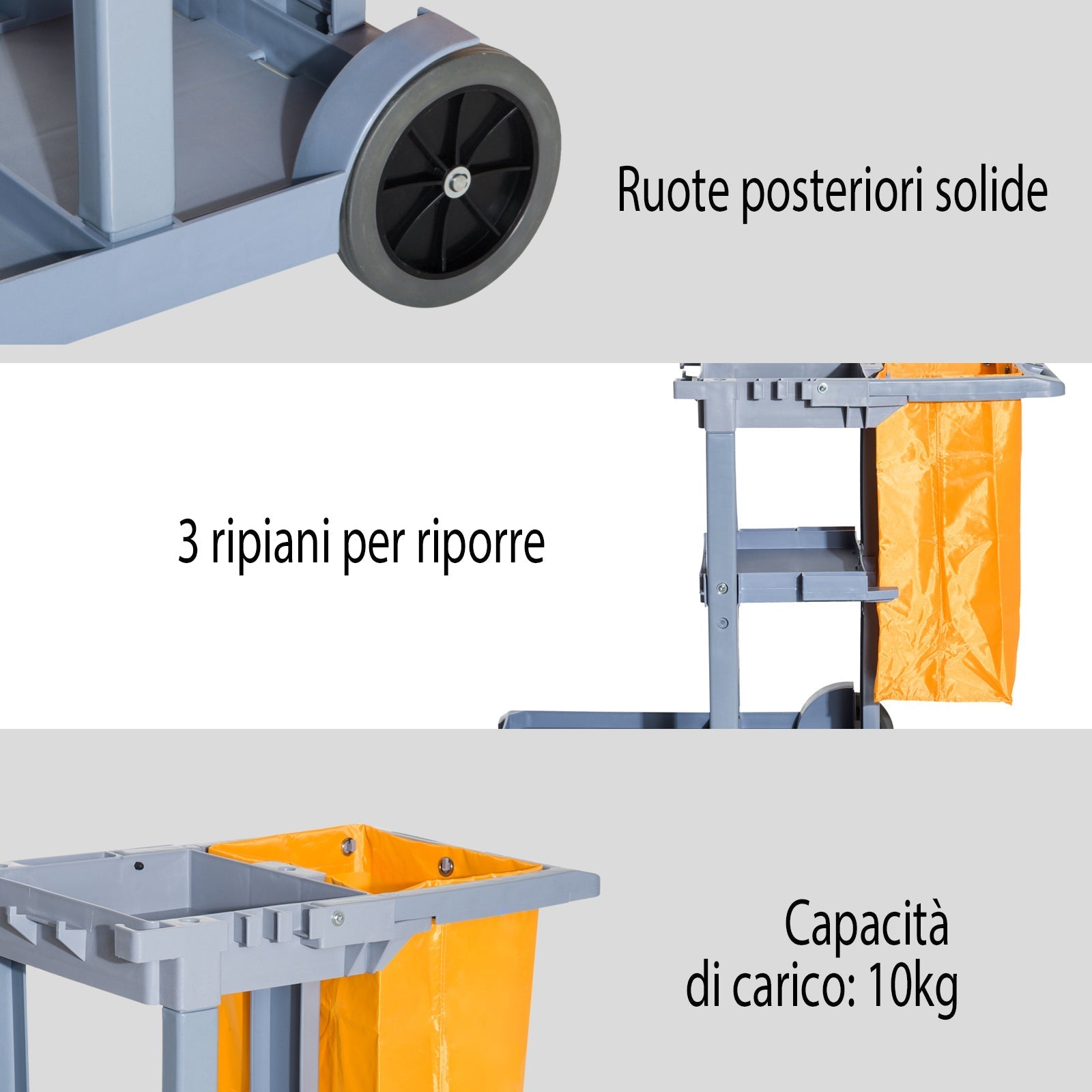 professional cleaning cart with 100 liter bag 113 x 50.5 x 96.5cm - Borgè