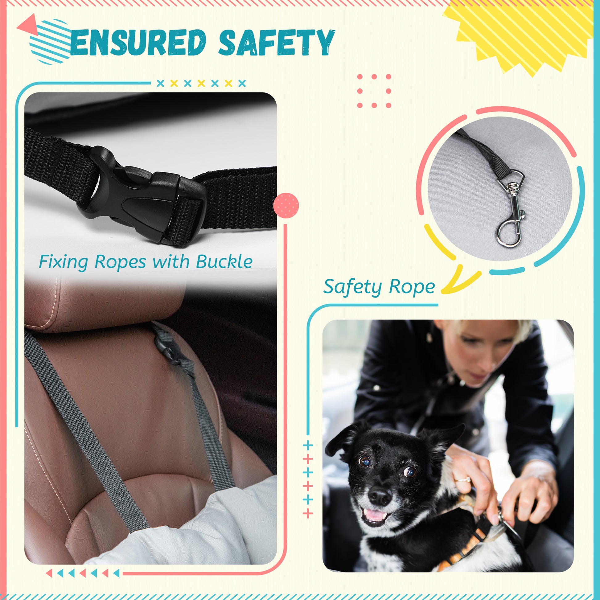 Pawhut car seat for small dogs that can be removable and washable with safety straps, dark gray - Borgè