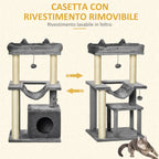 Cat Tree for cats with Scratch Pole and Hammock height 100cm - Grey - Borge' Group Limited