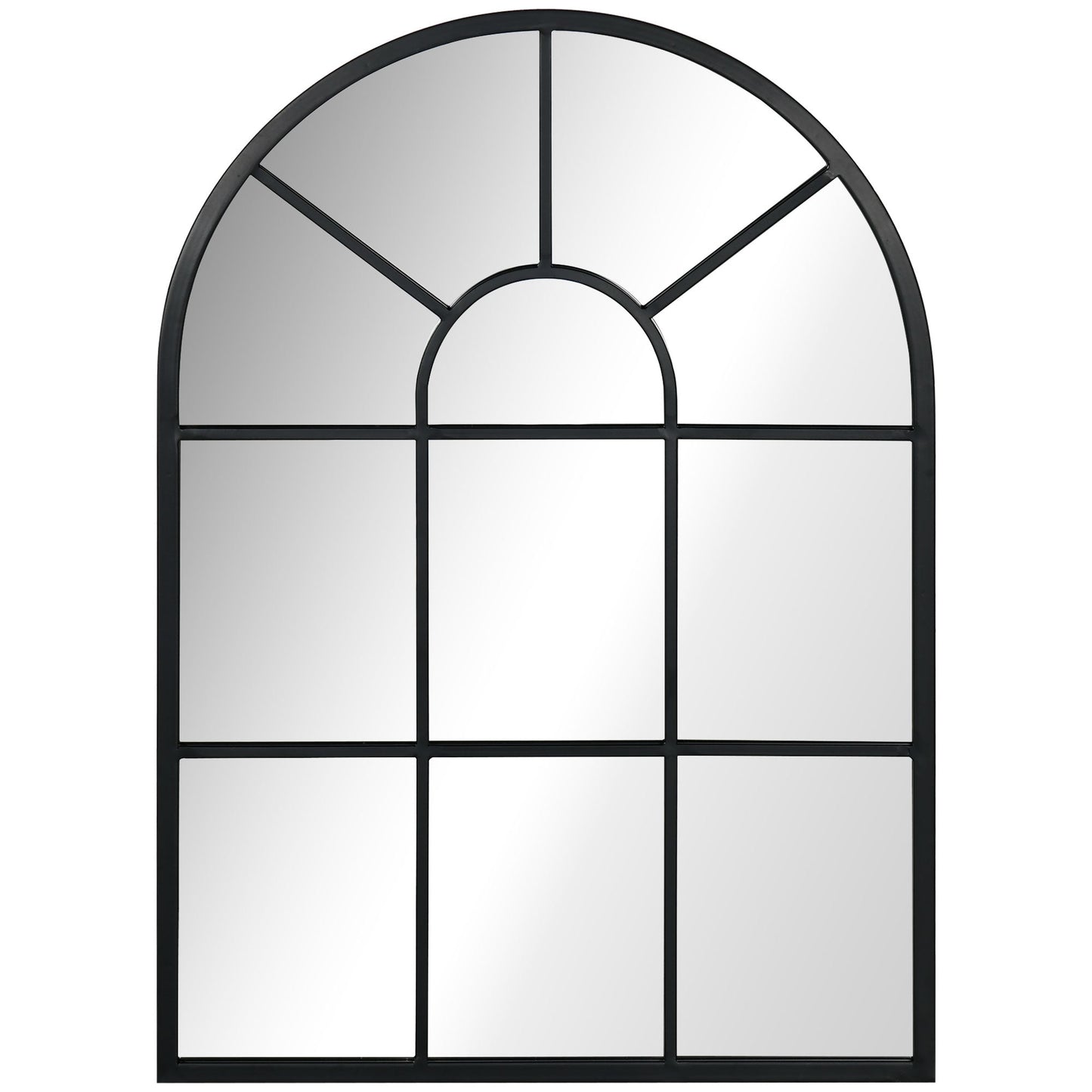 Modern Wall and Arco -shaped mirror 70x50 cm for bedroom and living room, in black metal and glass - Borgè