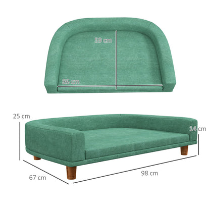 PAWHUT Sofa for large dogs with raised legs and removable cushion, 98x67x25 cm, light green