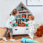 Bookcase Toy Storage Shelf for Children's and Teens' Bedroom with White Cube Shelves, Two Colors Changed, Blue and Pink 82x30x126cm - Borgè