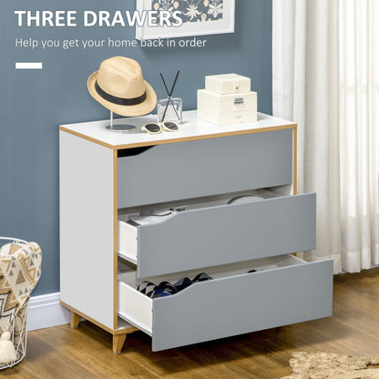 chest of drawers 3 drawers in chipboard and MDF for bedroom and living room, 75x42x75 cm, Grey white and brown