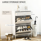 Modern Mobile Mobile for 12 pairs of shoes with 2 limelight and drawer doors, 76x26x110 cm, white - Borgè
