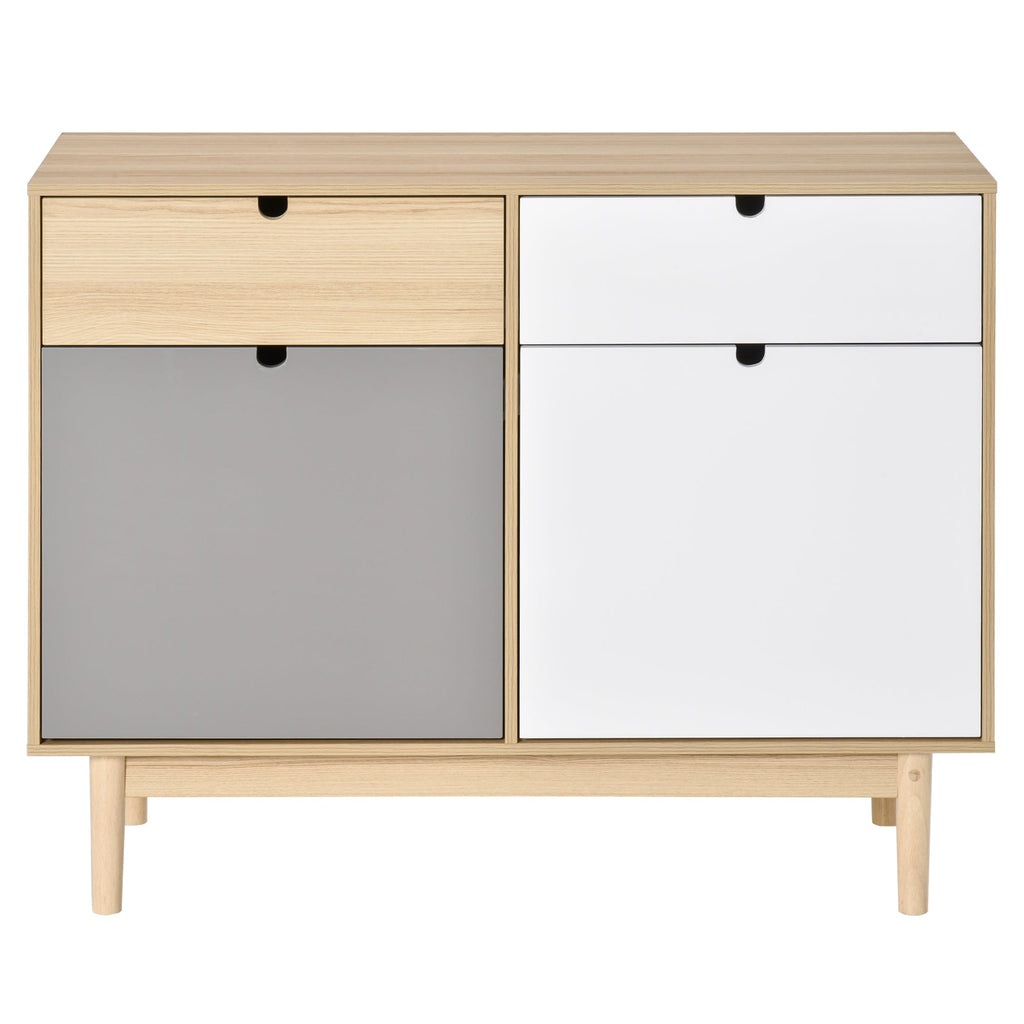 Multiuse Multiuse Nordic style, two -room cabinet with kitchen drawers and entrance, 100x40x79.5cm, multicolor - Borgè
