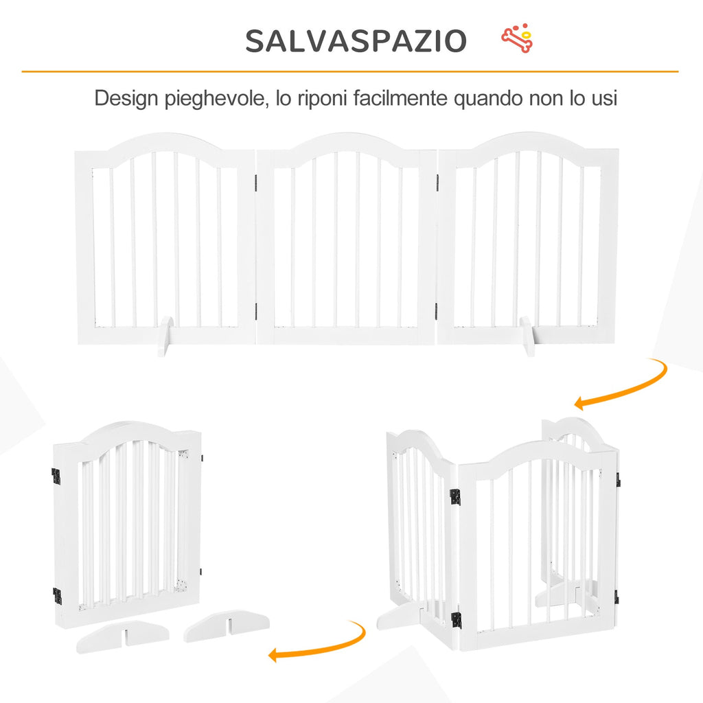 3 Section Folding Wooden Dog Gate, 154.5x29. 5x61cm, White - Borge' Group Limited
