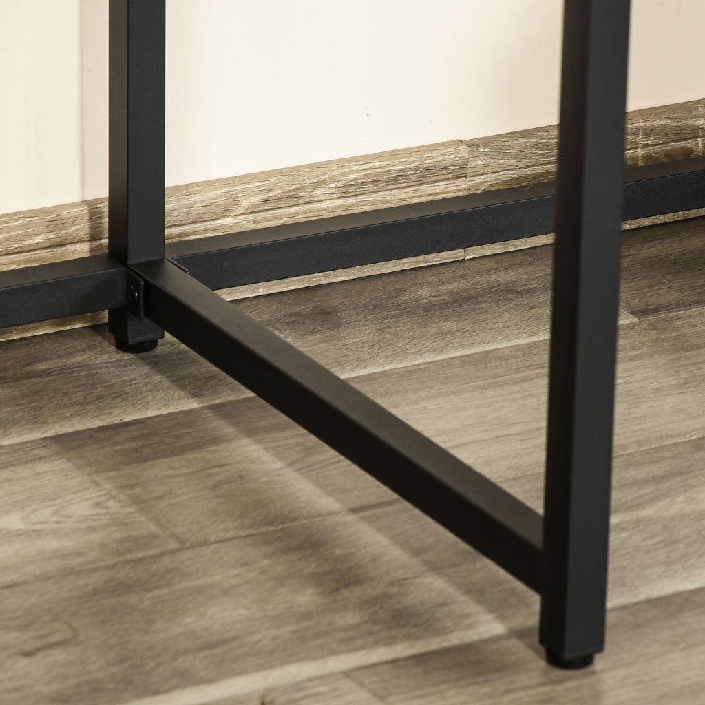 Homcom Double desk with shelves and industrial style shelf in metal and mdf, 200x53x100cm, black brown - Borgè