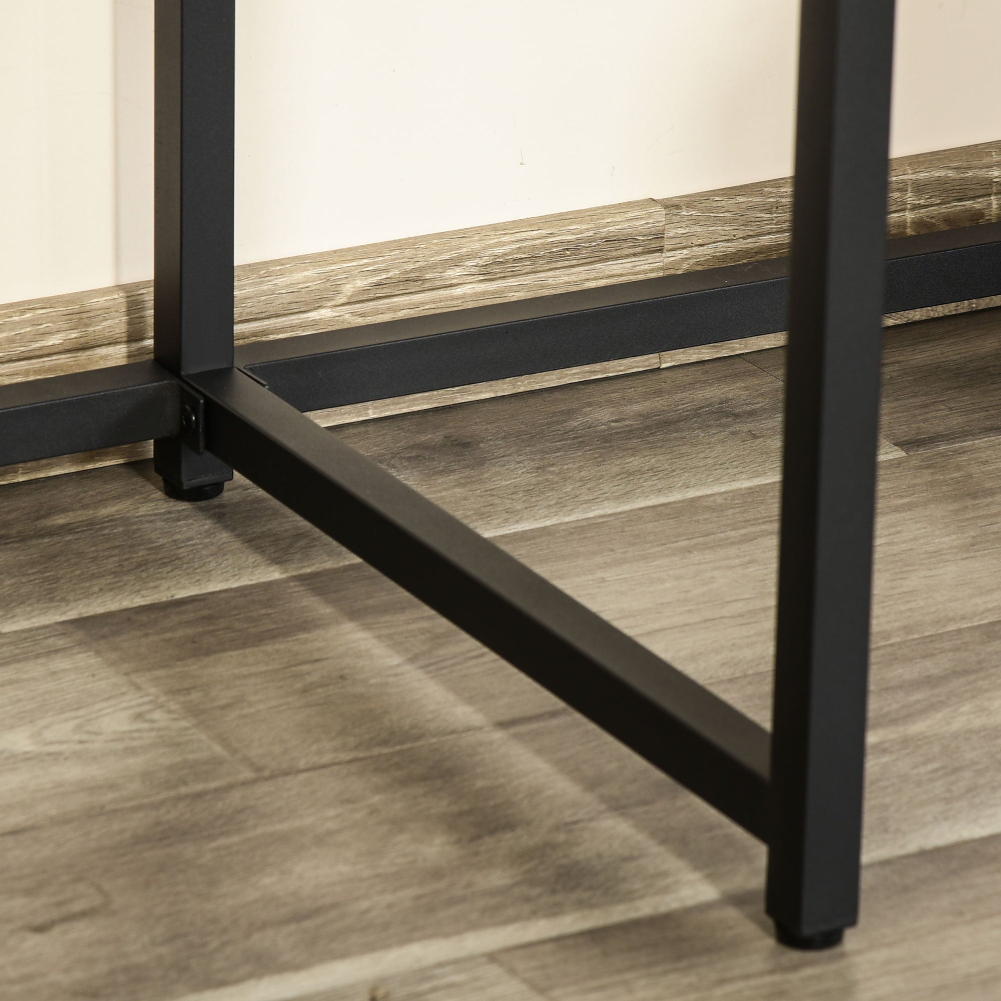 Homcom Double desk with shelves and industrial style shelf in metal and mdf, 200x53x100cm, black brown - Borgè