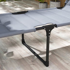 Outsunny folding sun bed with 4 -level adjustable backrest, pillow and padding, gray - Borgè