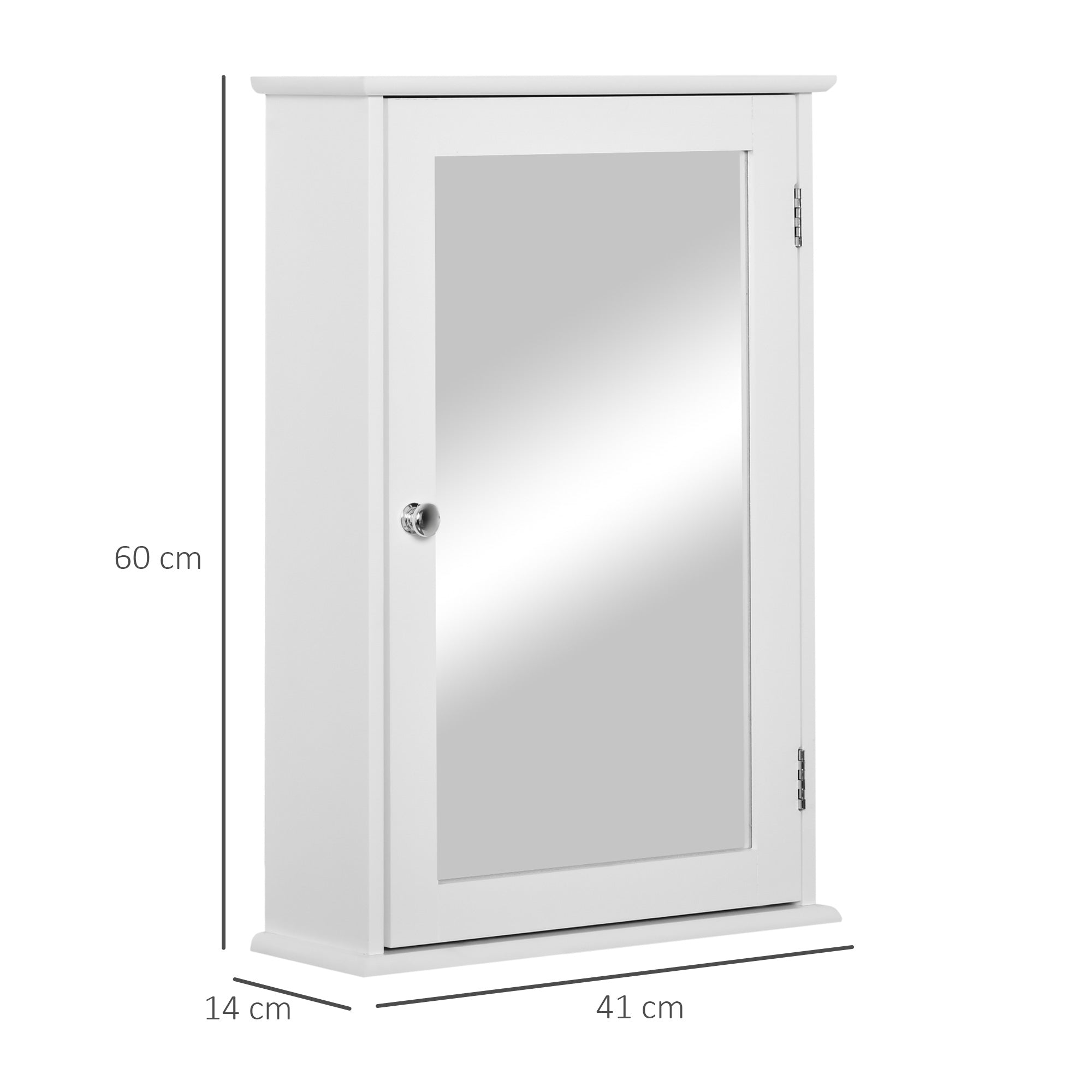 Kleankin Bathroom cabinet wall unit with mirror and magnetic closing door, 41x14x60cm - white - Borgè