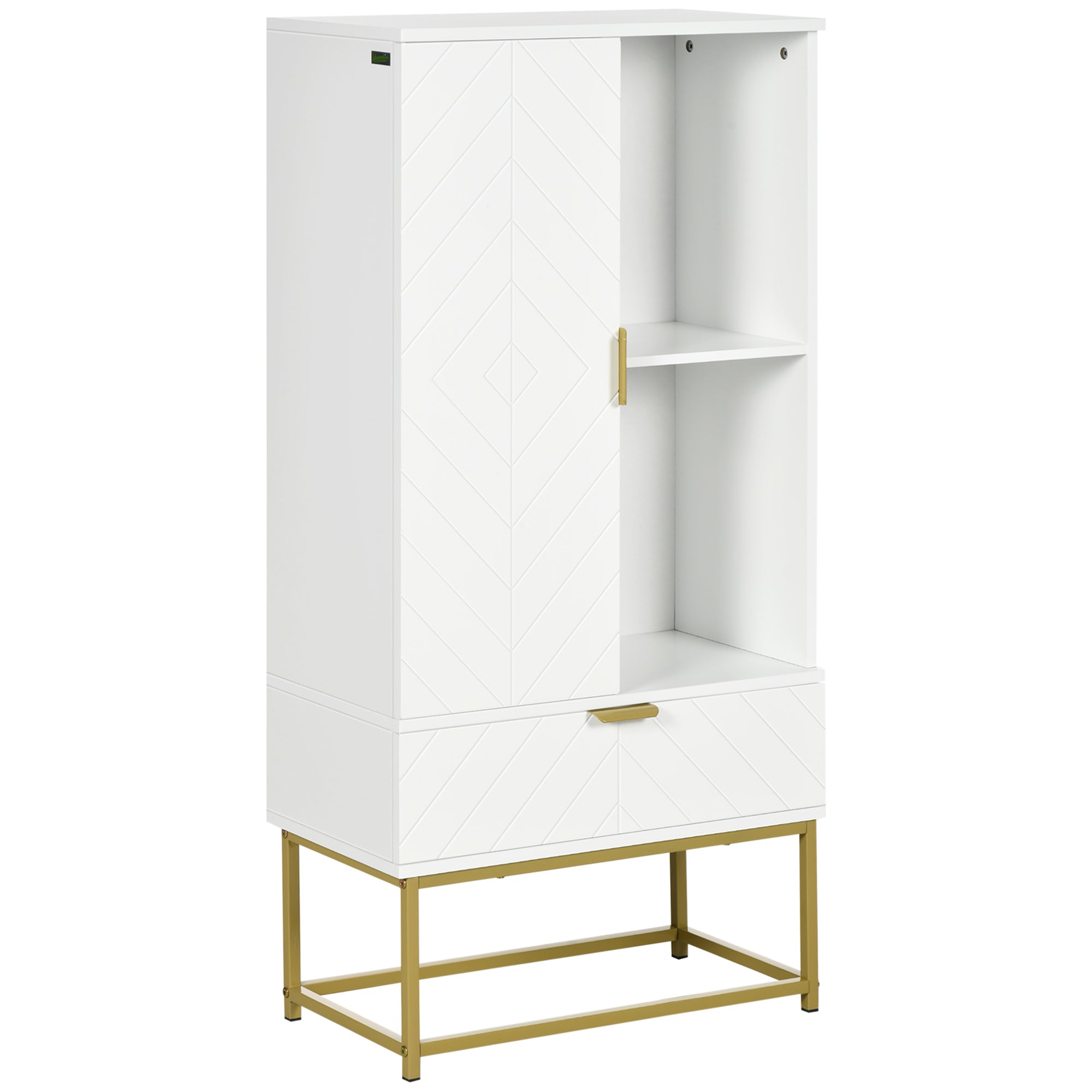 Kleankin Modern Bathroom Cabinet with locker, drawer and adjustable shelf, 60x30x120cm, white - Borgè
