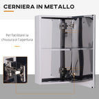 steel bathroom mirror with door and container with 2 shelves, 55x14x30cm - Borgè