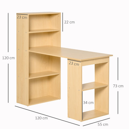 Desk Computer with Space Bookshop, Dining Table For Office and Study in Chocolate 120x55x120 cm - Borgè