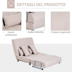 Homcom sofa bed 2 beds 1 square Â½ in steel and fabric with 4 cream cushions - Borgè