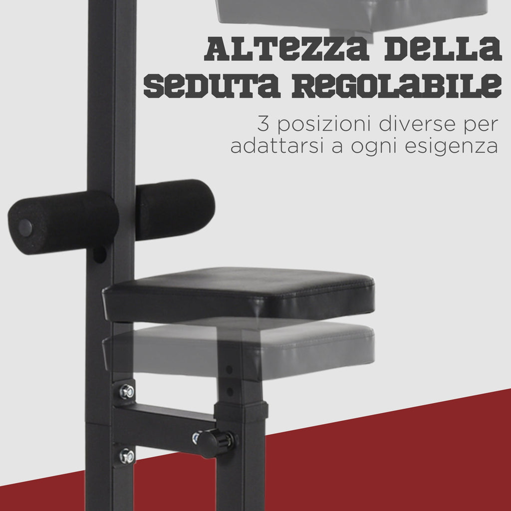 Fitness Pull Down Station for gym in the house with bench and adjustable cable - black - Borge' Group Limited