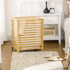 Cesto Bamboo slab holder in bamboo and fabric with lid and removable bag, 50x36x60 cm - Borgè