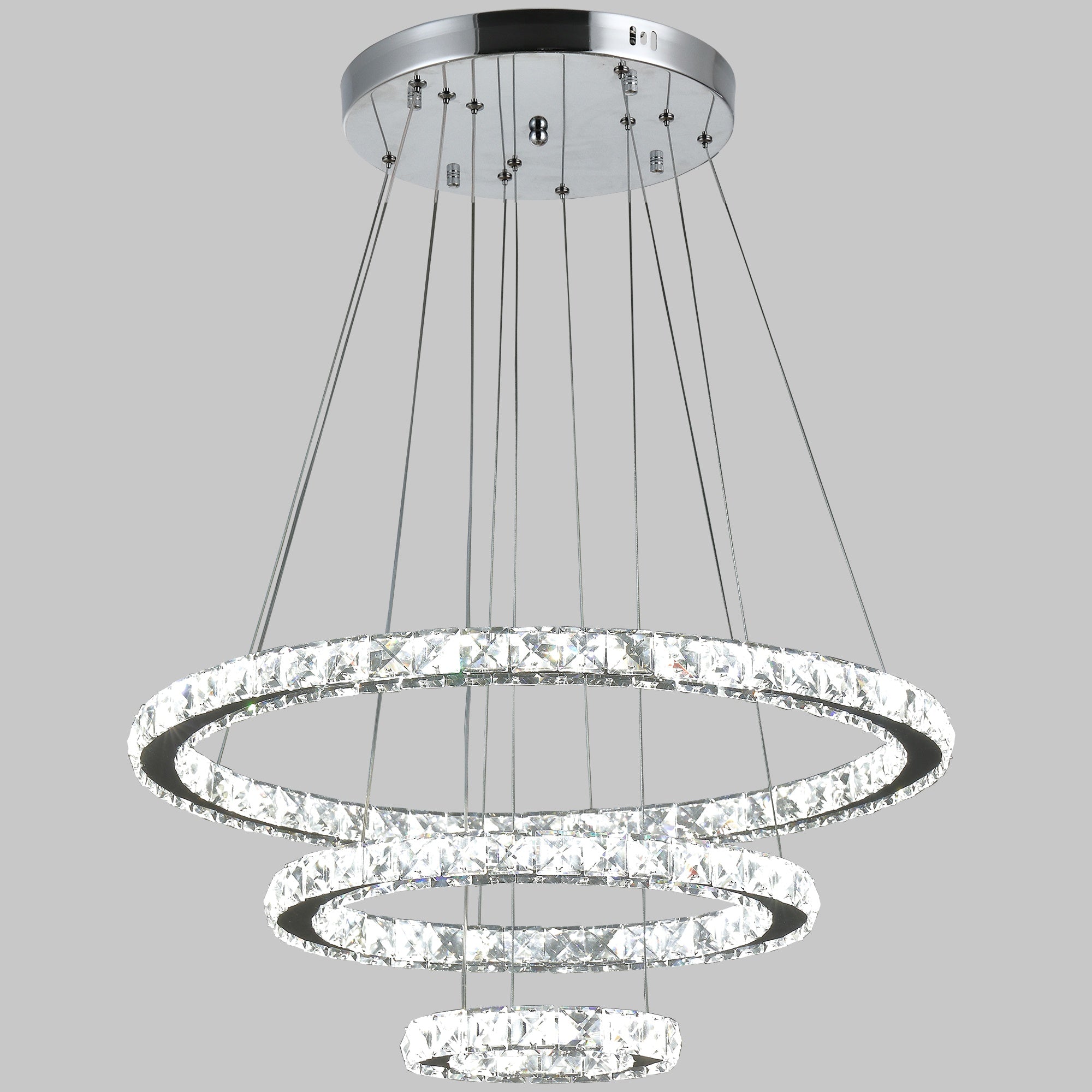 suspension crystal chandelier with 3 adjustable LED lights ф60 x 110cm - Borgè