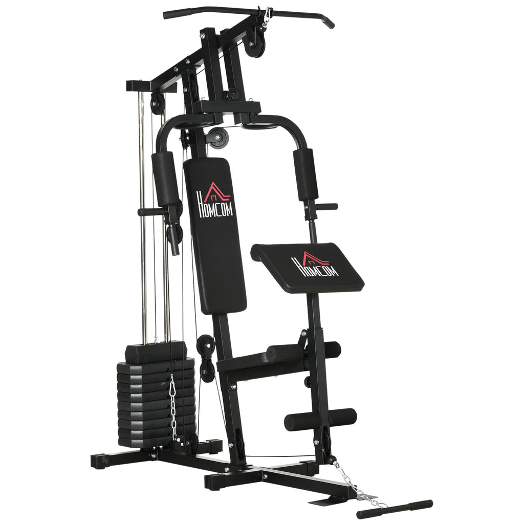 Multifunctional Fitness Station with weights up to 45kg and padded bench, 135x103x210cm - Borge' Group Limited