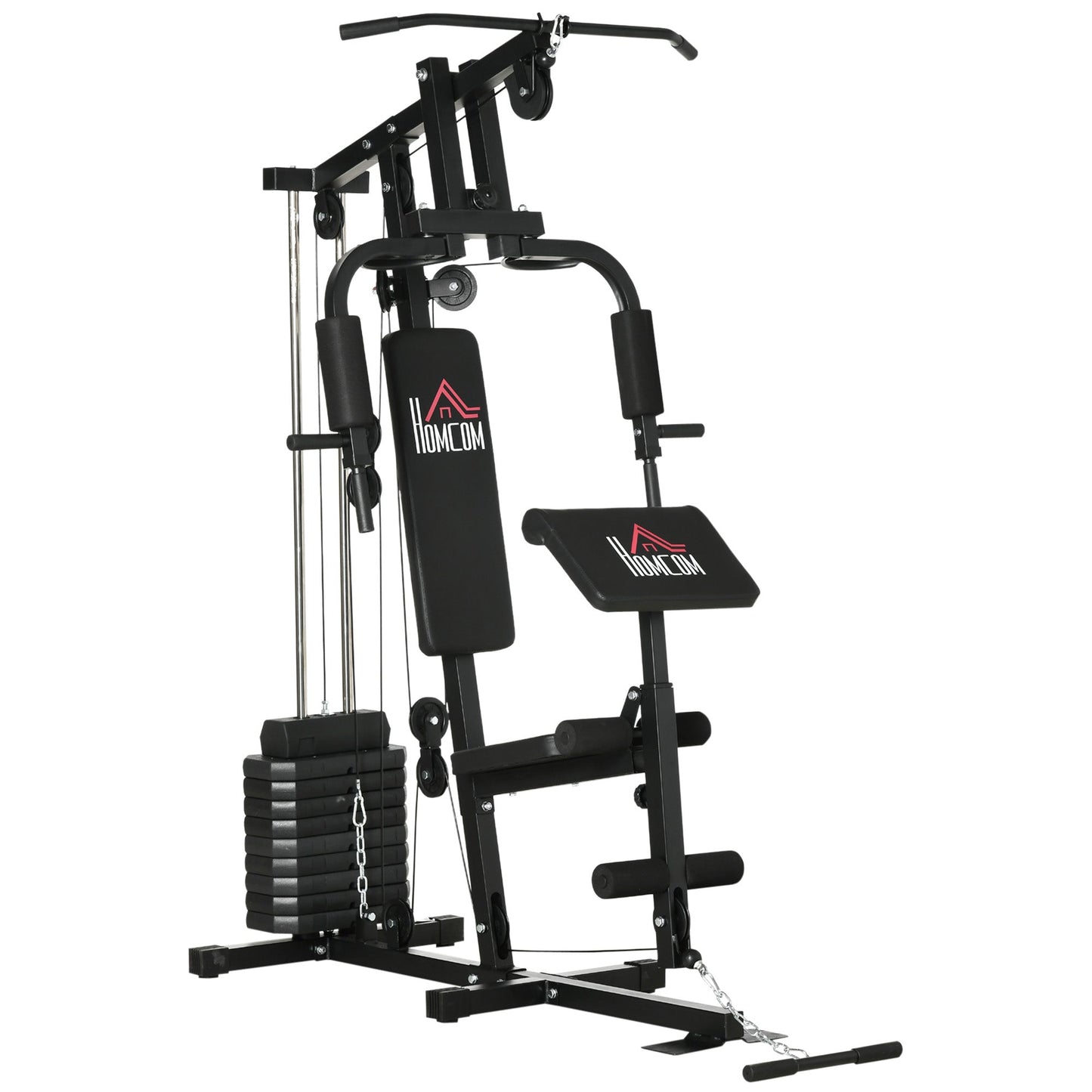 Multifunctional Fitness Station with weights up to 45kg and padded bench, 135x103x210cm