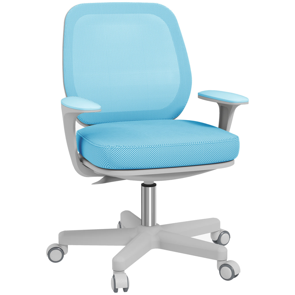 Ergonomic office chair and reclining at adjustable height with 5 wheels, 55x48x82.5-94.5 cm, light blue - Borgè