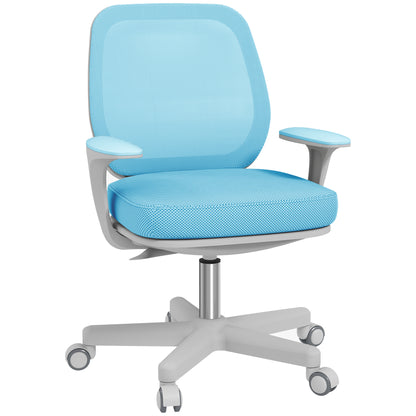 Ergonomic office chair and reclining at adjustable height with 5 wheels, 55x48x82.5-94.5 cm, light blue - Borgè