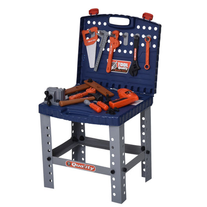 Folding workbench with 68 tools included for children 3-6 years blue and Grey - Borgè