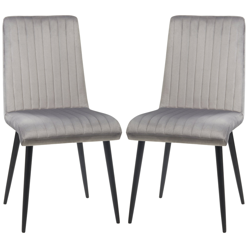 Set 2 Padded Kitchen Chairs and Salvaspazio with steel legs, 43x58x90 cm, Grey and black - Borgè