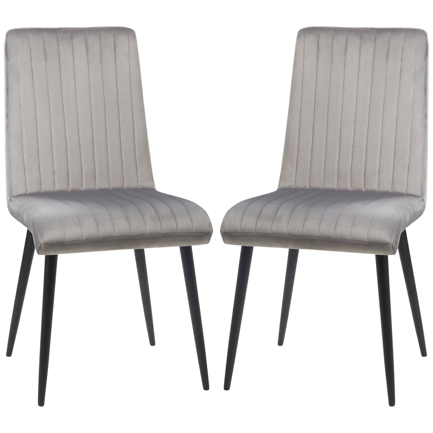 Set 2 Padded Kitchen Chairs and Salvaspazio with steel legs, 43x58x90 cm, Grey and black - Borgè