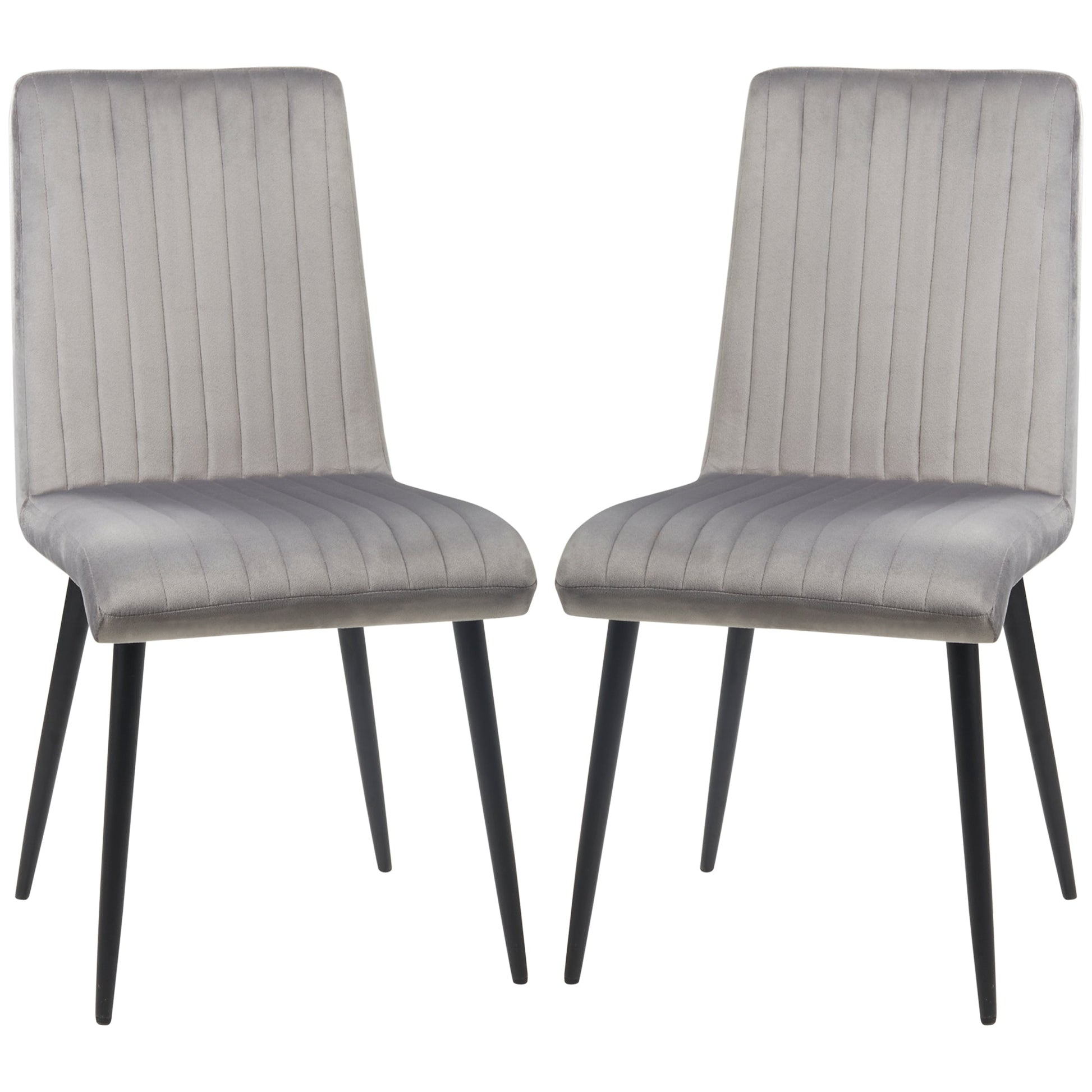 Set 2 Padded Kitchen Chairs and Salvaspazio with steel legs, 43x58x90 cm, Grey and black - Borgè