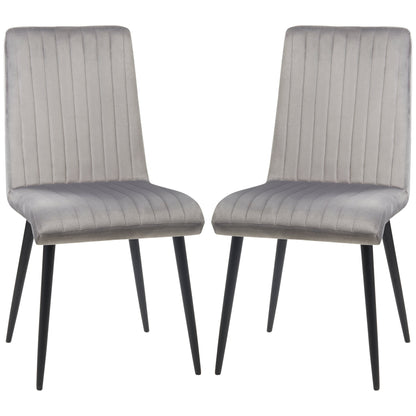 Set 2 Padded Kitchen Chairs and Salvaspazio with steel legs, 43x58x90 cm, Grey and black - Borgè