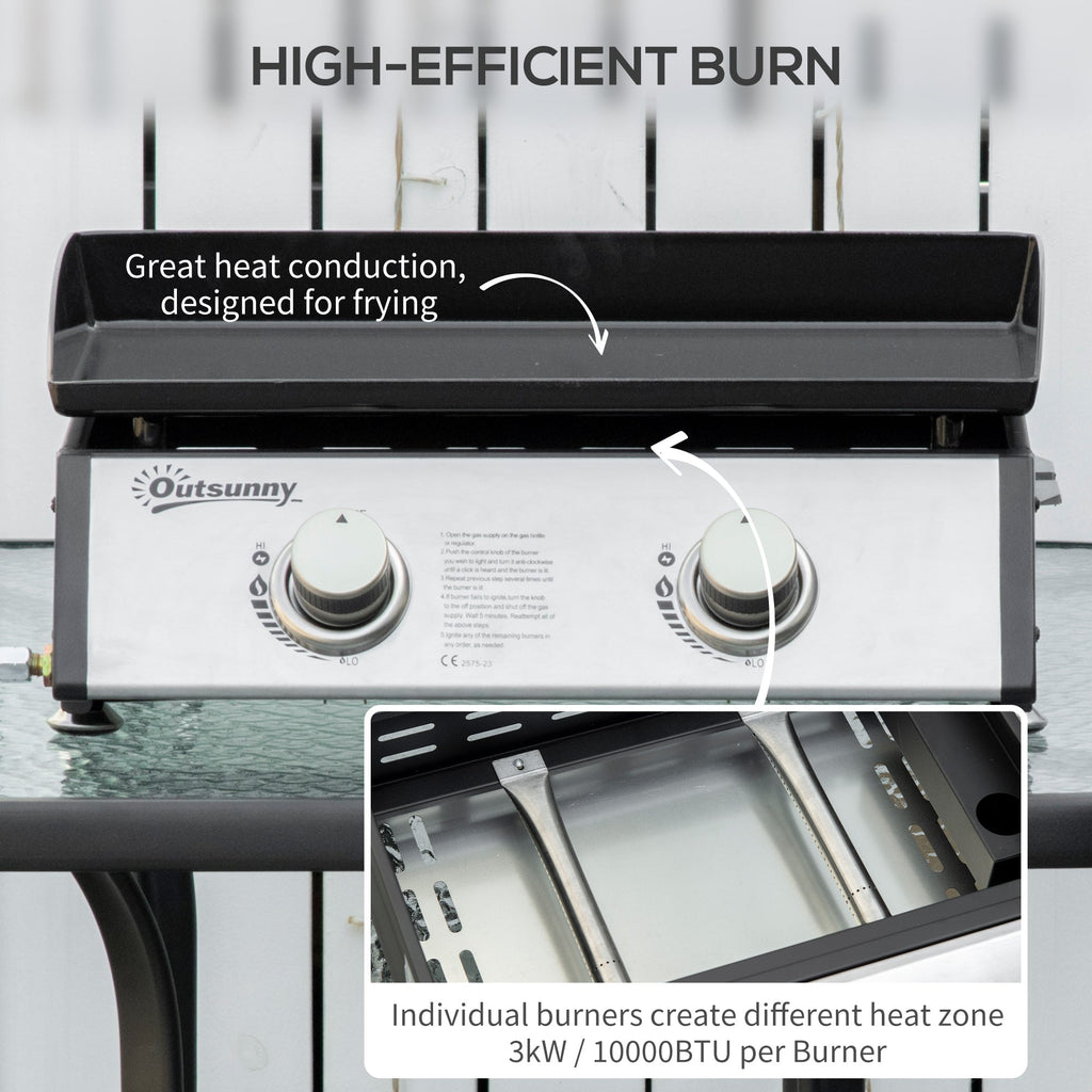 Black Barbecue with x2 Burners 6kw - Borgè