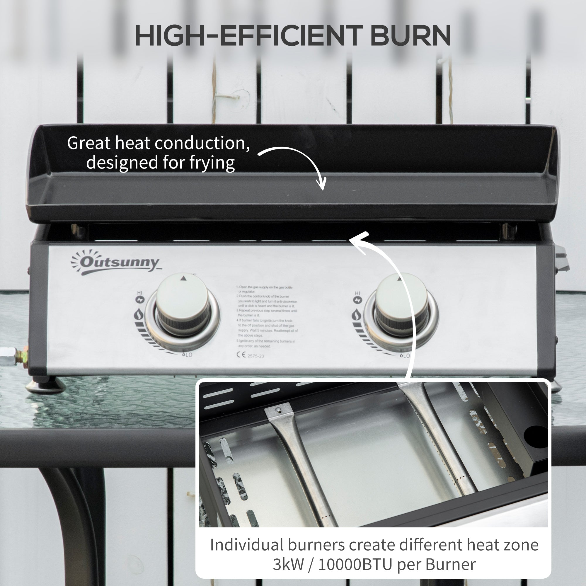 Black Barbecue with x2 Burners 6kw - Borgè