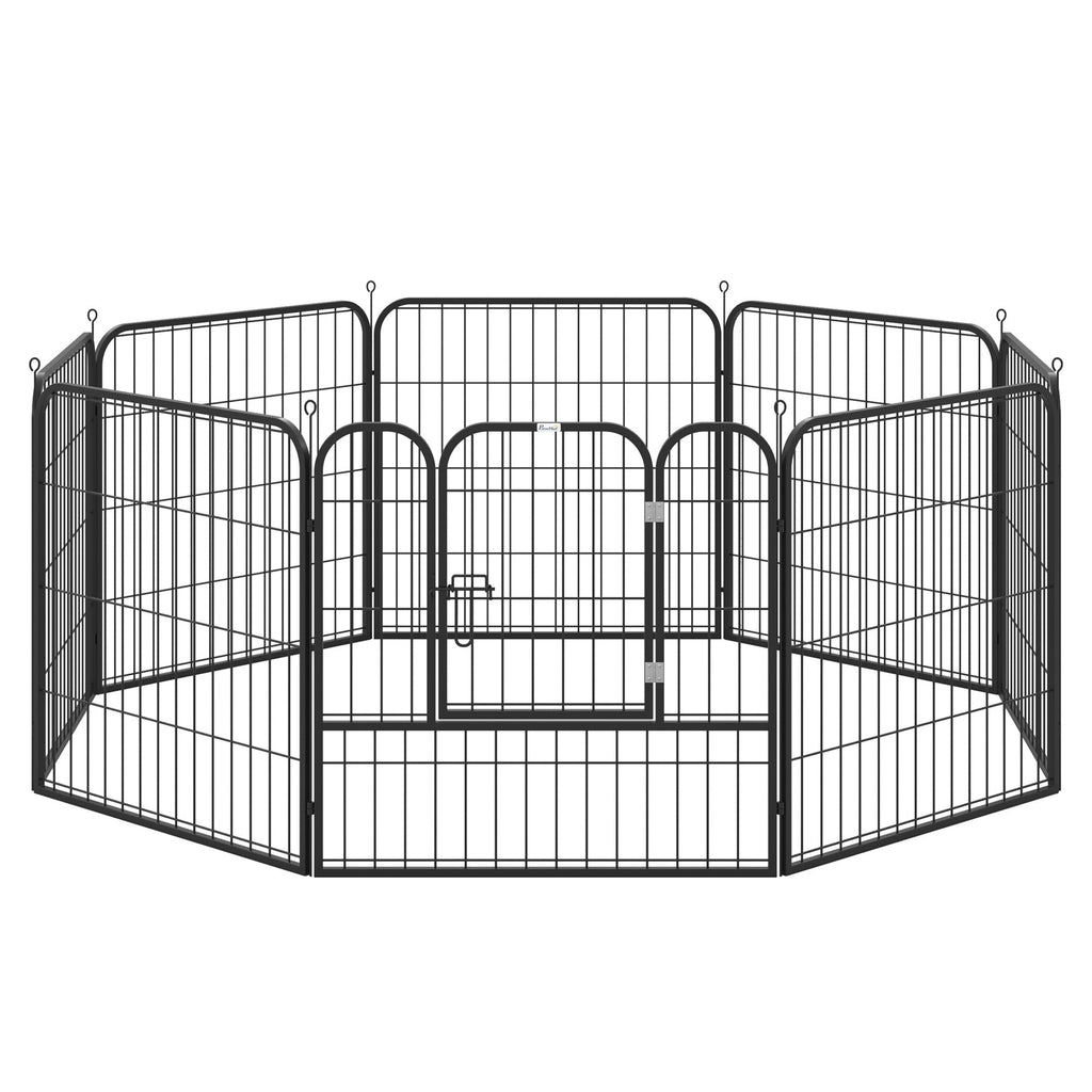 PAWHUT Modular Fence Puppies Dogs For Dogs from Interior and Outdoor Metal and Steel 8 Panels 79x79cm - Borgè