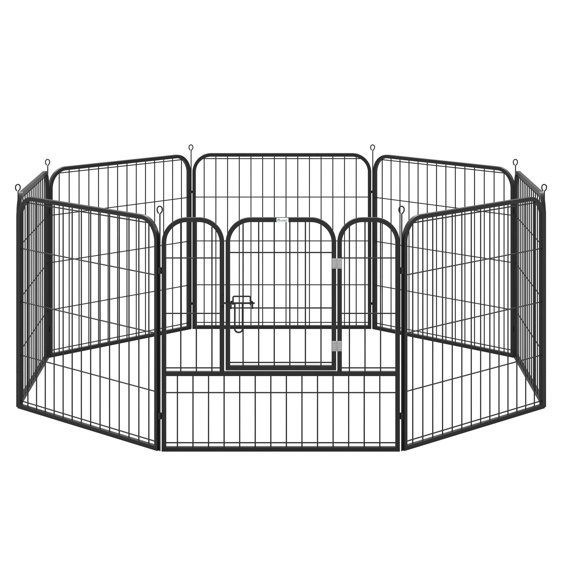 PAWHUT Modular Fence Puppies Dogs For Dogs from Interior and Outdoor Metal and Steel 8 Panels 79x79cm - Borgè