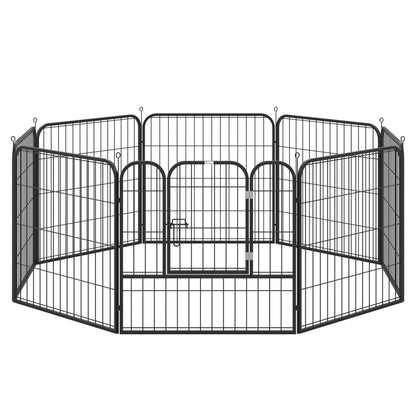 PAWHUT Modular Fence Puppies Dogs For Dogs from Interior and Outdoor Metal and Steel 8 Panels 79x79cm - Borgè