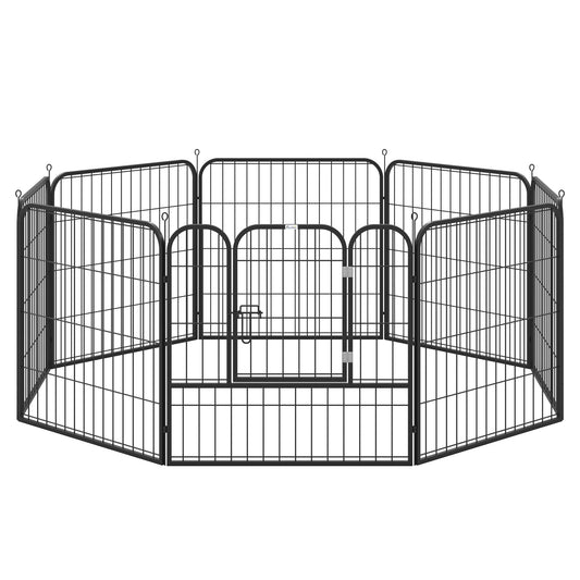 PAWHUT Modular Fence Puppies Dogs For Dogs from Interior and Outdoor Metal and Steel 8 Panels 79x79cm