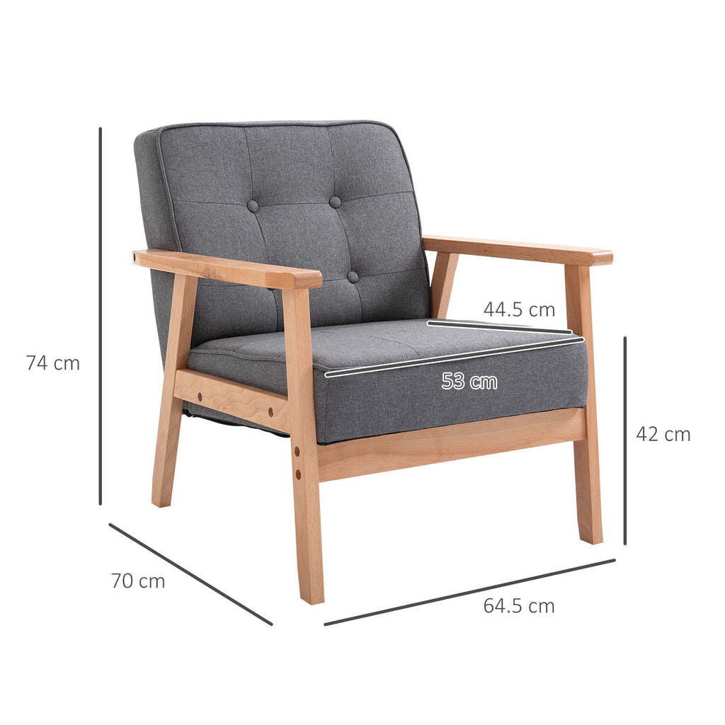 Retro Nordic style armchair with light Grey linen coating - Borgè